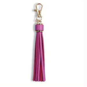 Rose Pink Tassle PU Leather Bag Charm NWOT